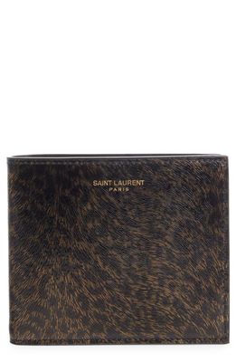 Saint Laurent Textured Leather Bifold Wallet in Black/Gold/Black