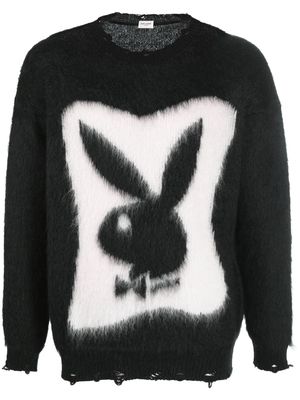 Saint Laurent textured Playboy bunny jumper - Black