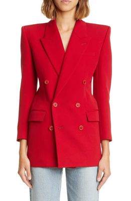 Saint Laurent Three-Quarter Sleeve Wool Blazer Dress in Rouge
