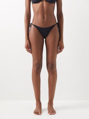 Saint Laurent - Tie-side Broderie-anglaise Bikini Briefs - Womens - Black