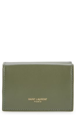 Saint Laurent Tiny Monogram Origami Leather Wallet in 3317 Light Sage