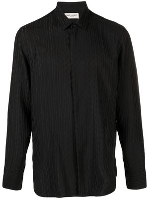 Saint Laurent tonal pattern long-sleeve shirt - Black
