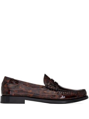 Saint Laurent tortoiseshell-effect 15mm loafers - Brown