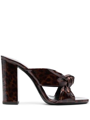 Saint Laurent tortoiseshell-effect twist-detail sandals - Brown