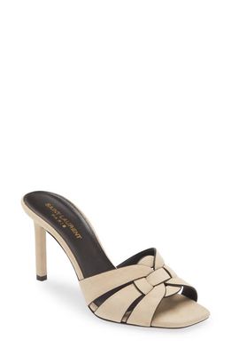 Saint Laurent Tribute Slide Sandal in Cream