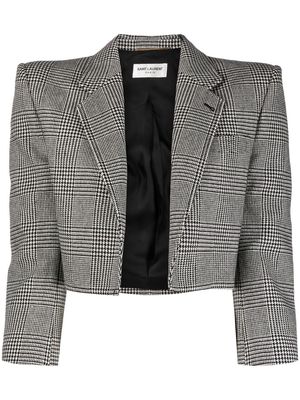 Saint Laurent tweed cropped blazer jacket - Black