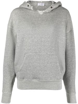 Saint Laurent Université distressed-effect marl hoodie - Grey