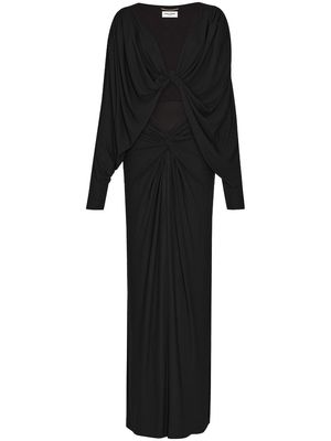 Saint Laurent V-neck cut-out flared dress - Black