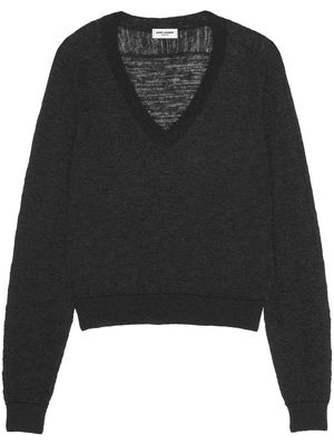 Saint Laurent v-neck fine-knit jumper - Black