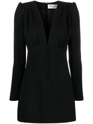 Saint Laurent V-neck fitted mini dress - Black