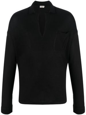 Saint Laurent V-neck long-sleeve sweatshirt - Black