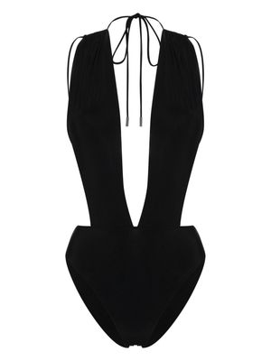 Saint Laurent V-neck open-back swimsuit - Black