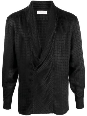 Saint Laurent V-neck silk shirt - Black