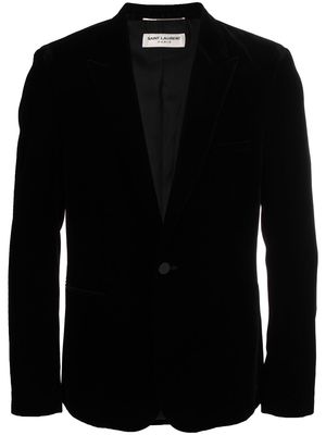 Saint Laurent velvet-effect single-breasted blazer - Black