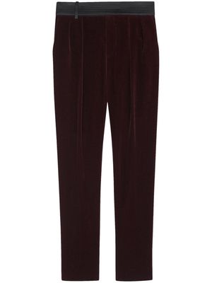 Saint Laurent velvet-effect slim-cut trousers - Black