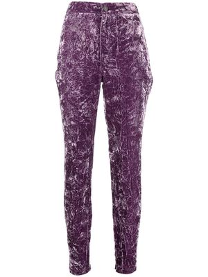 Saint Laurent velvet-effect slim-cut trousers - Purple