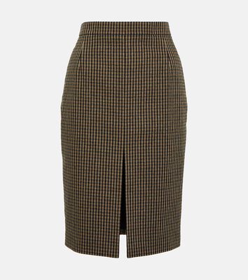 Saint Laurent Vichy wool-blend pencil skirt