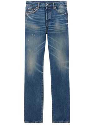 Saint Laurent whiskering-effect straight-leg jeans - Blue