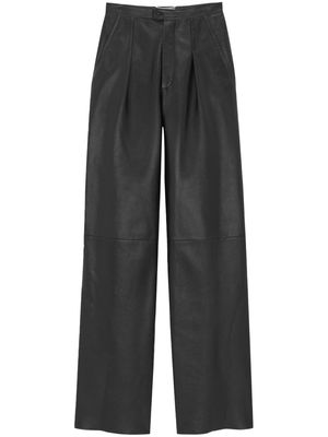 Saint Laurent wide-leg leather trousers - Black