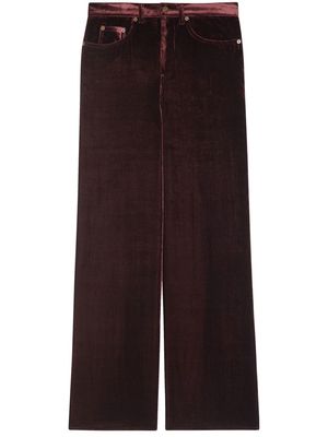 Saint Laurent wide-leg velvet trousers - Red