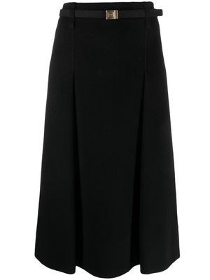 Saint Laurent wool-blend A-line midi skirt - Black