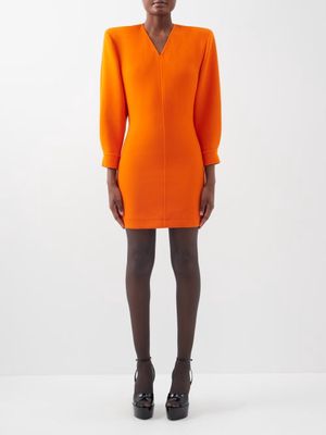 Saint Laurent - Wool Grain De Poudre Mini Dress - Womens - Orange