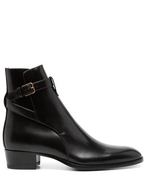 Saint Laurent Wyatt leather ankle boots - Brown