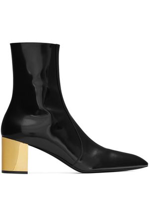 Saint Laurent XIV 70mm glazed ankle boots - Black