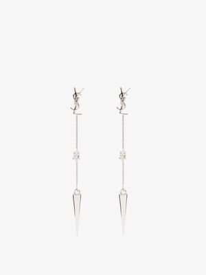 Saint Laurent - Ysl Crystal Spiked Drop Earrings - Womens - Silver