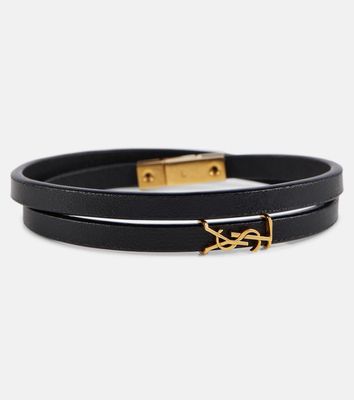 Saint Laurent YSL logo leather bracelet