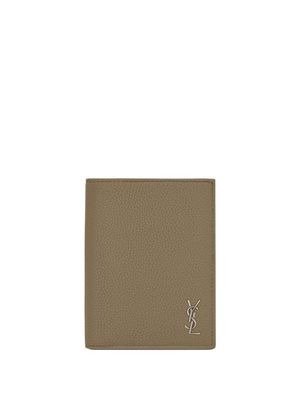Saint Laurent YSL-plaque leather wallet - Green