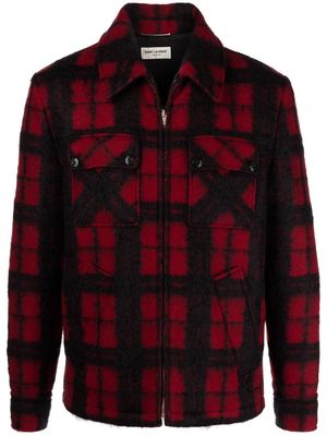Saint Laurent zip-fastening check-pattern jacket - Red