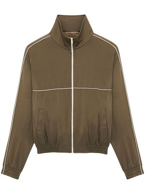 Saint Laurent zip-up silk track jacket - Brown
