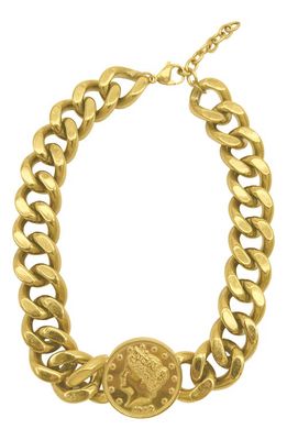 SAINT MORAN Corte Oversize Curb Chain Collar Necklace in Yellow