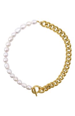 SAINT MORAN Freshwater Pearl & Curb Chain Necklace in White