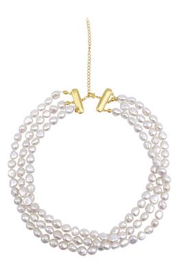 SAINT MORAN Freshwater Pearl Triple Strand Necklace in White