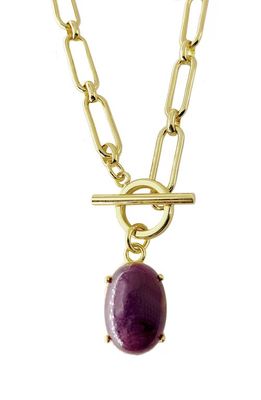 SAINT MORAN Luli Ruby Pendant Toggle Necklace in Pink