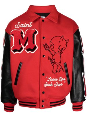 SAINT MXXXXXX Devil varsity letter jacket - Red