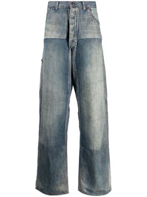 SAINT MXXXXXX distressed-effect high-rise wide-leg jeans - Blue