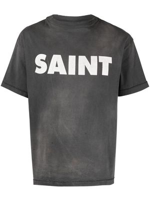 SAINT MXXXXXX distressed logo-print T-shirt - Grey