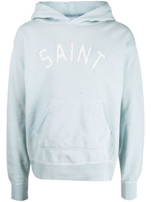 SAINT MXXXXXX embroidered cotton hoodie - Blue