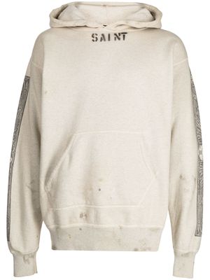 SAINT MXXXXXX graphic-print cotton hoodie - Grey