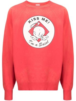 SAINT MXXXXXX graphic print crew neck sweatshirt - Red