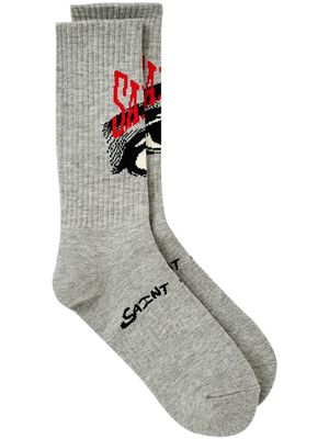 SAINT MXXXXXX intarsia-knit ankle socks - Grey