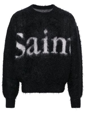 SAINT MXXXXXX intarsia knit-logo brushed-finish jumper - Black