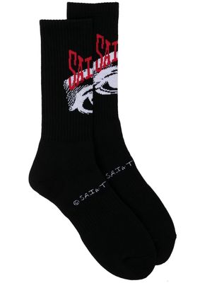 SAINT MXXXXXX knitted logo socks - Black