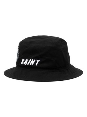 SAINT MXXXXXX logo-patch cotton bucket hat - Black