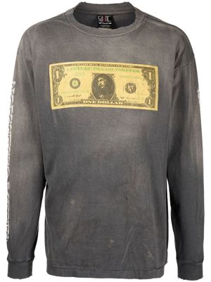 SAINT MXXXXXX money-print long-sleeved T-shirt - Grey