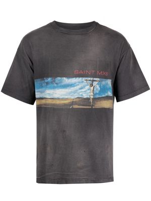 SAINT MXXXXXX painterly-print cotton T-shirt - Grey