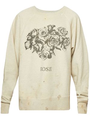 SAINT MXXXXXX Rose-print crew-neck sweatshirt - Neutrals
